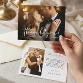 Elegantes Chic Script Liebe Heart Wedding Foto Dankeskarte