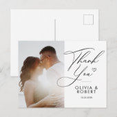 Elegantes Chic Script Liebe Heart Wedding Foto Vie Postkarte (Vorne/Hinten)