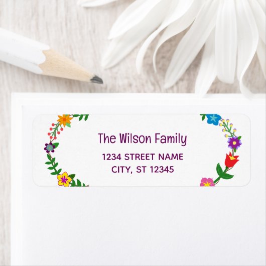 Elegantes Chic Script Moderne Blume Rücksendeadres (Insitu)