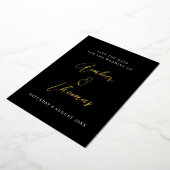 Elegantes Chic Script Save the Date Black & Gold Folieneinladung (Gedreht)