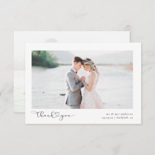 Elegantes Chic Script Wedding Foto Dankeskarte
