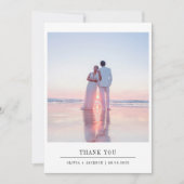 Elegantes Chic Script Wedding Foto Dankeskarte (Vorderseite)
