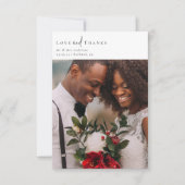 Elegantes Chic Script Wedding Foto Dankeskarte (Vorderseite)
