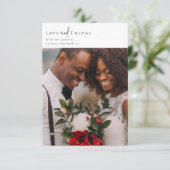 Elegantes Chic Script Wedding Foto Dankeskarte (Stehend Vorderseite)