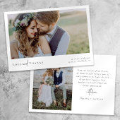 Elegantes Chic Script Wedding Foto Dankeskarte