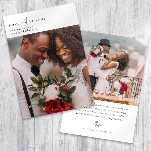 Elegantes Chic Script Wedding Foto Dankeskarte