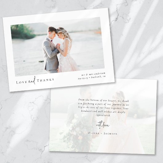 Elegantes Chic Script Wedding Foto Dankeskarte