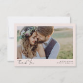 Elegantes Chic Script Wedding Foto Dankeskarte (Vorderseite)
