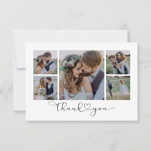 Elegantes Chic Script Wedding Foto Dankeskarte (Vorderseite)