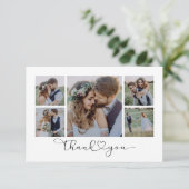 Elegantes Chic Script Wedding Foto Dankeskarte (Stehend Vorderseite)