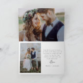 Elegantes Chic Script Wedding Foto Dankeskarte (Innenseite)