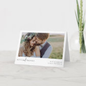 Elegantes Chic Script Wedding Foto Dankeskarte (Vorderseite)