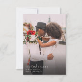 Elegantes Chic Script Wedding Foto Dankeskarte (Vorderseite)