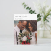 Elegantes Chic Script Wedding Foto Vielen Dank Postkarte (Stehend Vorderseite)