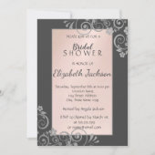 Elegantes Chic Silver Blume Brautparty Einladung (Vorderseite)