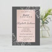 Elegantes Chic Silver Blume Brautparty Einladung (Stehend Vorderseite)
