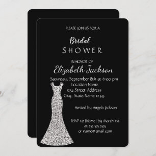 Elegantes Chic Silver Dress Brautparty Einladung