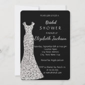 Elegantes Chic Silver Dress, Confetti Brautparty Einladung (Vorderseite)