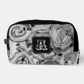 Elegantes Chic Silver Gray Black Design + Monogram Waschbeutel (Vorderseite)