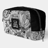 Elegantes Chic Silver Gray Black Design + Monogram Waschbeutel (Rechte Ecke)