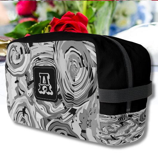 Elegantes Chic Silver Gray Black Design + Monogram Waschbeutel