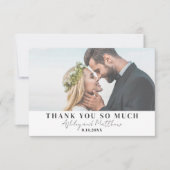 Elegantes Chic Simple Script Wedding Foto Dankeskarte (Vorderseite)