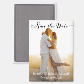 elegantes Chic-Skript verblasst Foto Save the Date Magnet (Vorderseite/Rückseite)