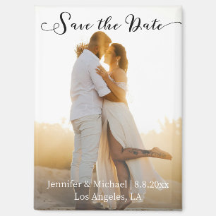 elegantes Chic-Skript verblasst Foto Save the Date Magnet