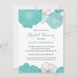 Elegantes Chic Türkise Green Floral Brautparty Einladung