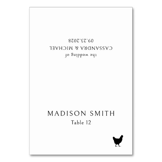 Elegantes Chic Typografy Wedding Menu-Symbol Tischnummer (Vorderseite)