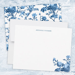 Elegantes Chic Vintage Blaue Rose Blume Mitteilungskarte