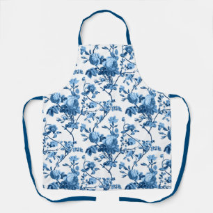 Elegantes Chic Vintage Blaue Rose Blumenmuster Schürze