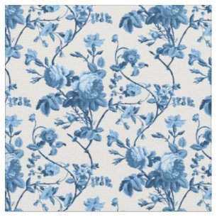 Elegantes Chic Vintage Blaue Rose Blumenmuster Stoff