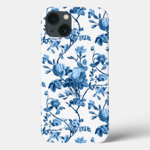 Elegantes Chic Vintage Blaues Rosenblütenmuster Case-Mate iPhone Hülle