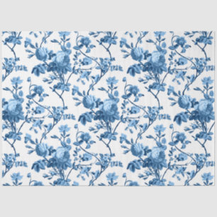Elegantes Chic Vintage Blaues Rosenblütenmuster Seidenpapier