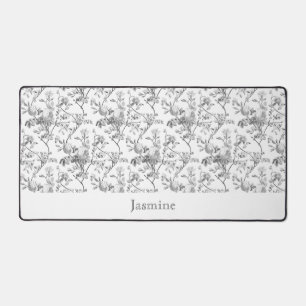 Elegantes Chic Vintage Graue Rose Floral angepasst Schreibtischunterlage