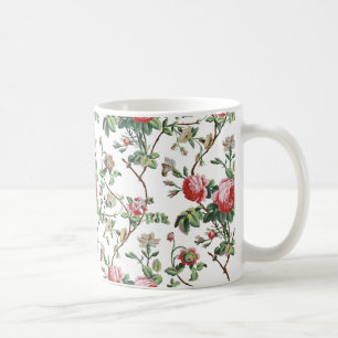 Elegantes Chic Vintage Rosa Rosen Blumenmuster Kaffeetasse