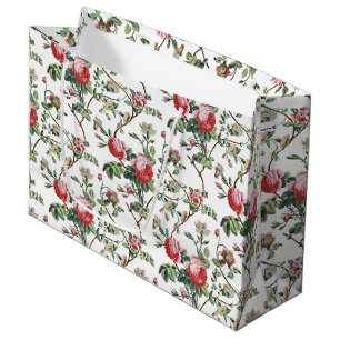 Elegantes Chic Vintage Rosa Rosenblüten Große Geschenktüte