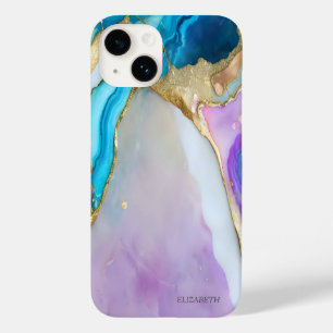 Elegantes Chic Violettblauer Marmor Case-Mate iPhone 14 Hülle