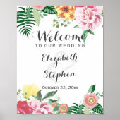 Elegantes Chic Watercolor Blumenzauber-Schildkröte Poster (Vorne)