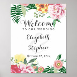 Elegantes Chic Watercolor Blumenzauber-Schildkröte Poster