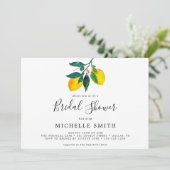 Elegantes Chic Watercolor Lemon Brautparty Einladung (Stehend Vorderseite)
