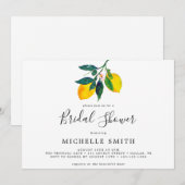 Elegantes Chic Watercolor Lemon Brautparty Einladung (Vorne/Hinten)