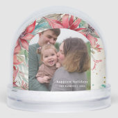 Elegantes Chic Watercolor Poinsettia Botanisches F Schneekugeln (Vorderseite)