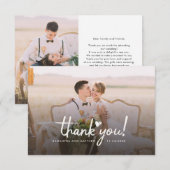 Elegantes Chic Wedding Foto handschriftlich Dankeskarte (Vorne/Hinten)