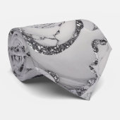 Elegantes Chic Weiß Grau Silber Marmor Muster Krawatte (Gerollt)