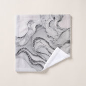Elegantes Chic Weiß Grau Silber Marmormuster Badhandtuch Set (Waschlappen)