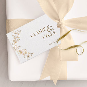 Elegantes Chic Weiß und GoldHochzeit Geschenkanhänger