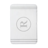 Elegantes Chic White Gray Trim Custom Monogram Badematte (Vorderseite Vertikal)