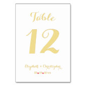 Elegantes Chic White Imitats Gold Wedding Brautpar Tischnummer (Vorderseite)